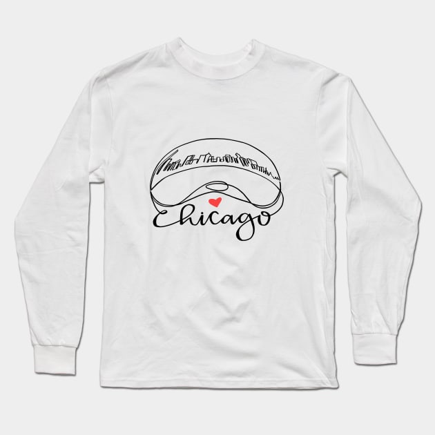 Chicago Cloud Gate "Bean" Long Sleeve T-Shirt by Melu